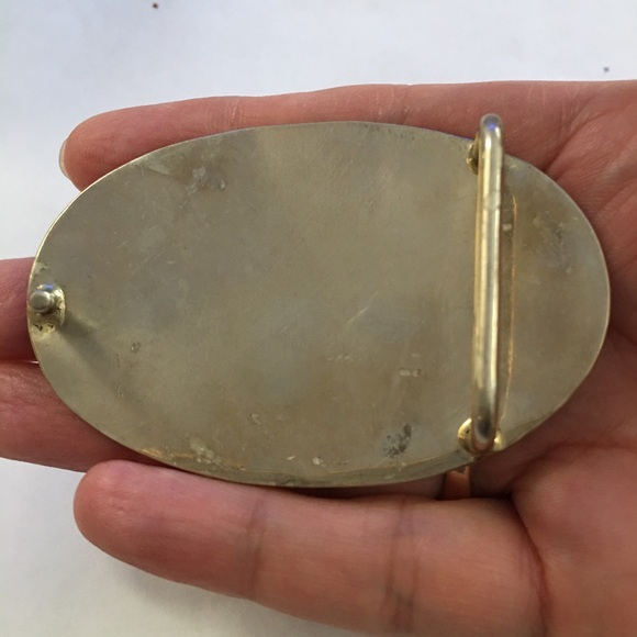 Abalone shell inlay silver tone belt buckle - Picture 5 of 7